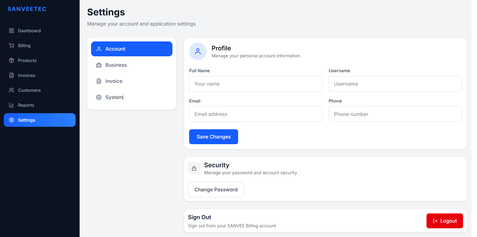 Sanvee Billing Software